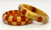 SZ6 Shultz red prystal with corn bakelite checkerboard bangle